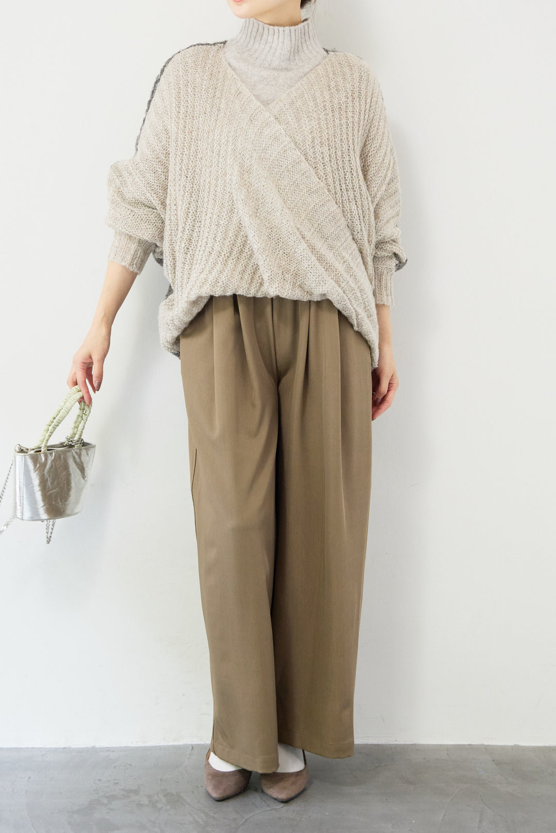 モヘヤラメカシュクールバイカラーニット