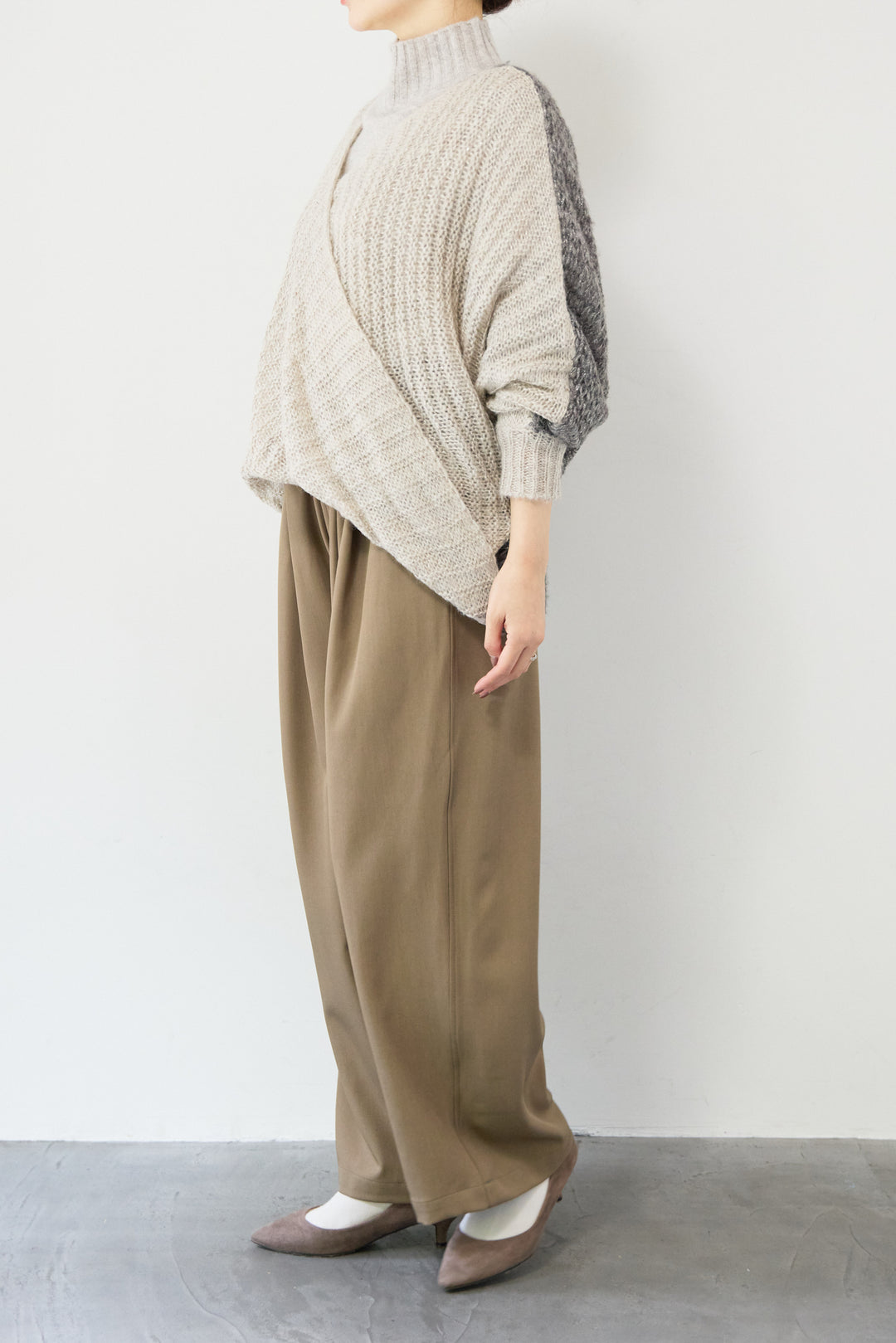 モヘヤラメカシュクールバイカラーニット