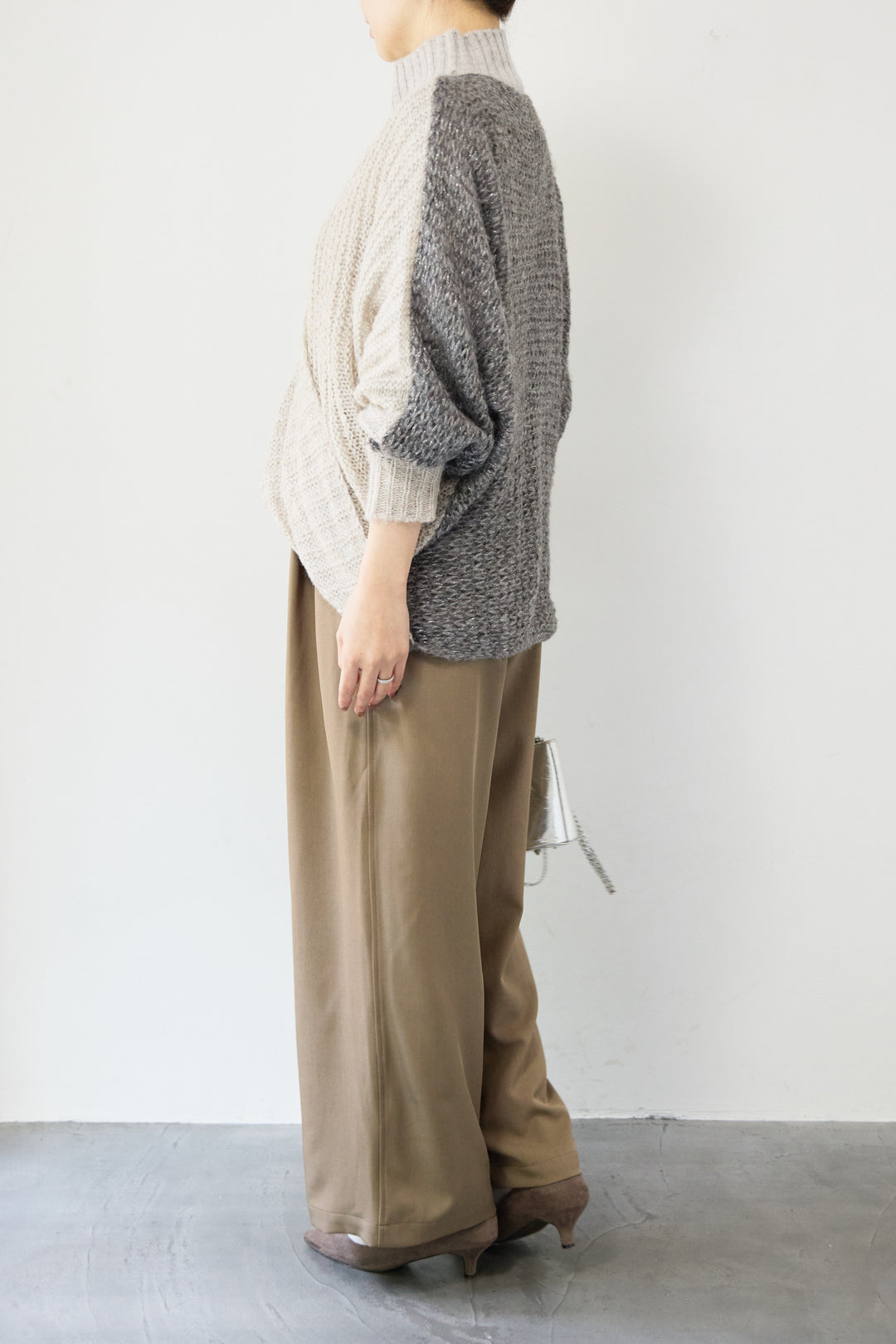 モヘヤラメカシュクールバイカラーニット