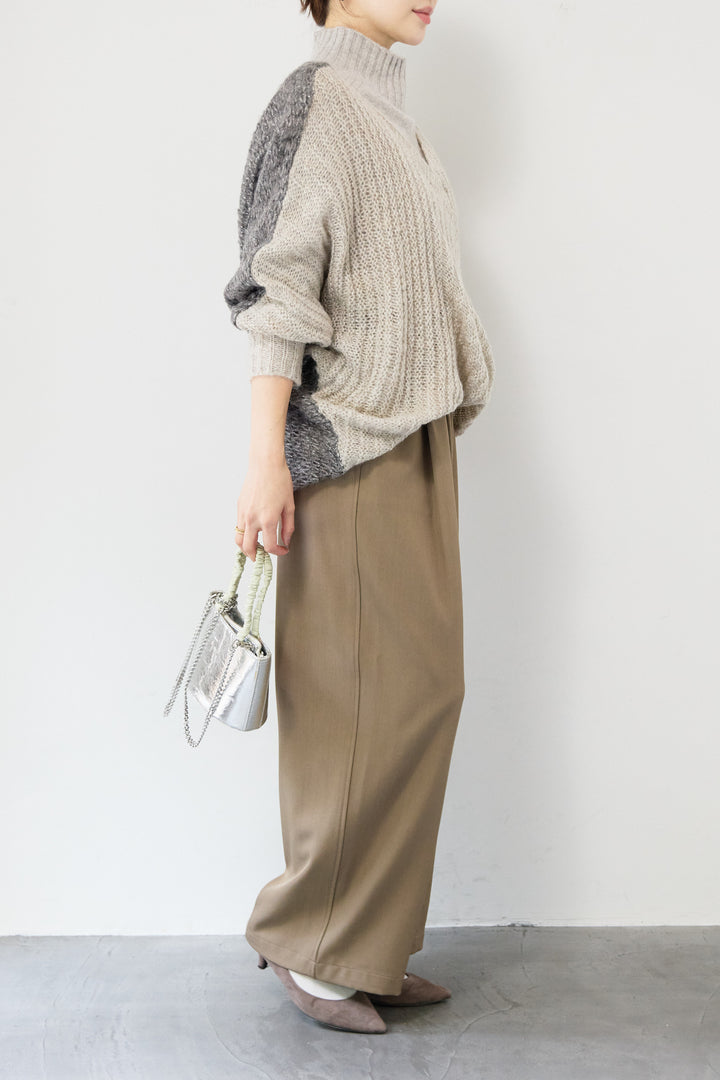 モヘヤラメカシュクールバイカラーニット