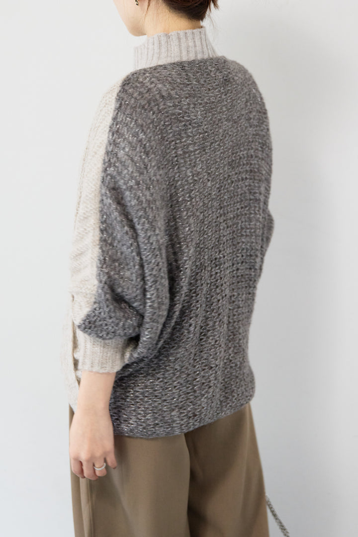 モヘヤラメカシュクールバイカラーニット