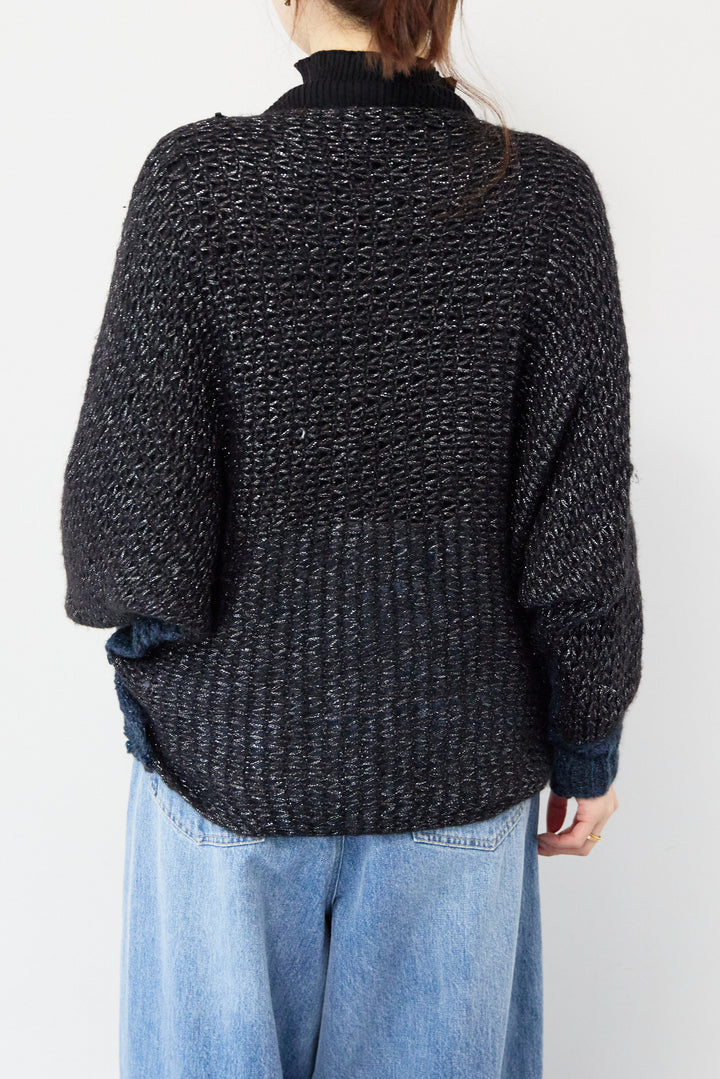 モヘヤラメカシュクールバイカラーニット