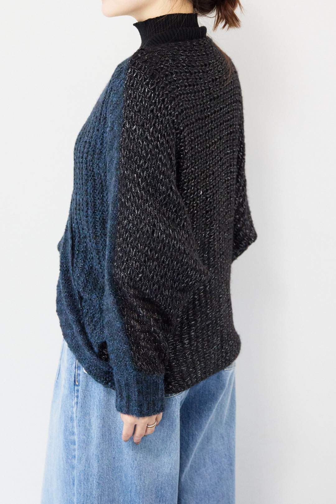 モヘヤラメカシュクールバイカラーニット