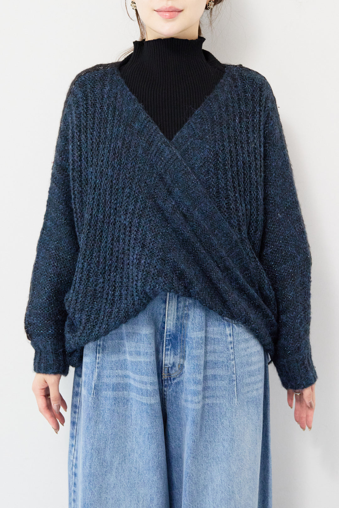 モヘヤラメカシュクールバイカラーニット