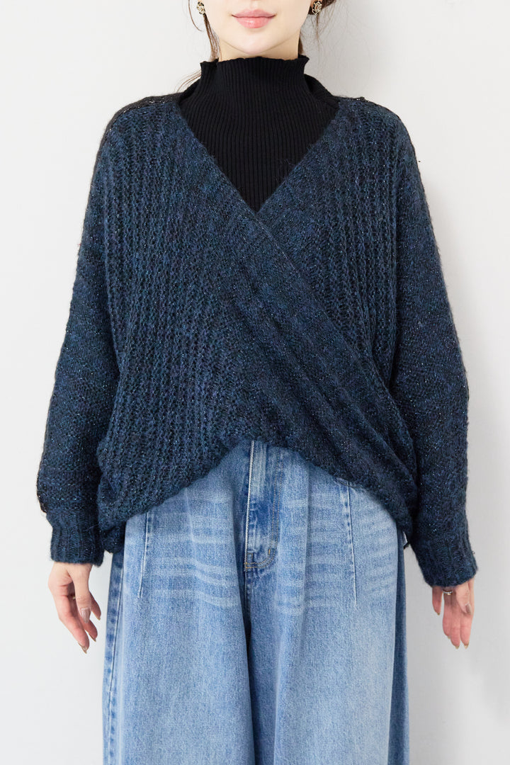 モヘヤラメカシュクールバイカラーニット