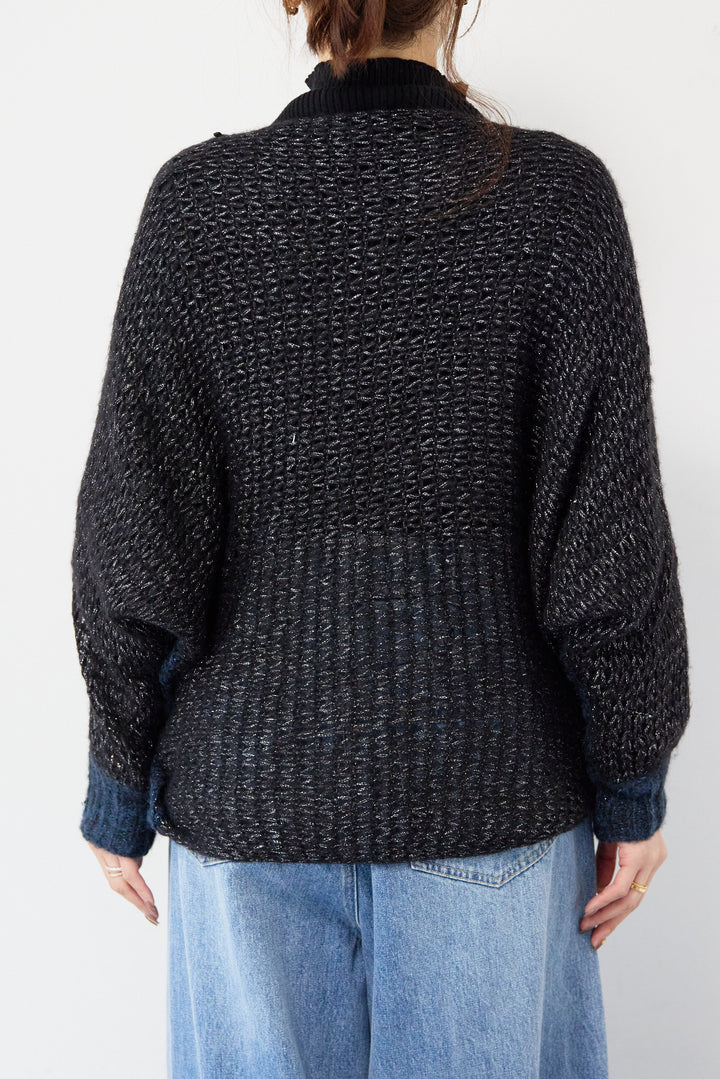 モヘヤラメカシュクールバイカラーニット