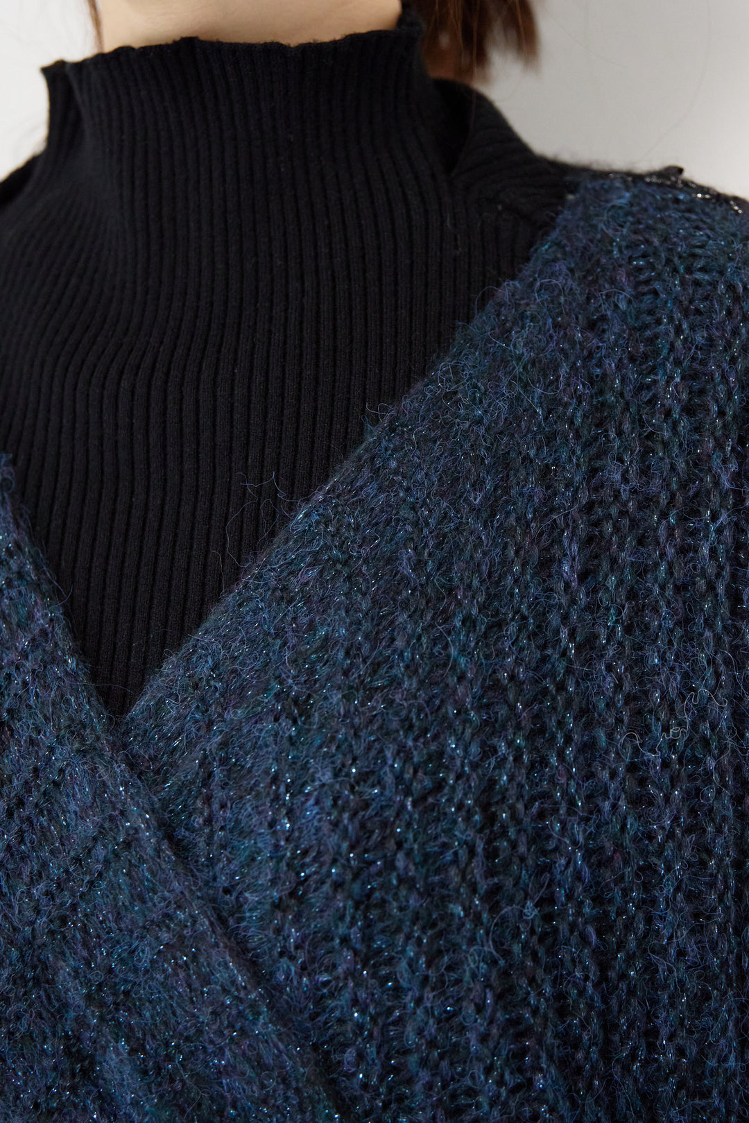 モヘヤラメカシュクールバイカラーニット