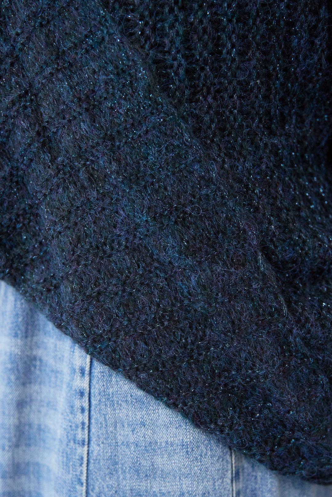 モヘヤラメカシュクールバイカラーニット