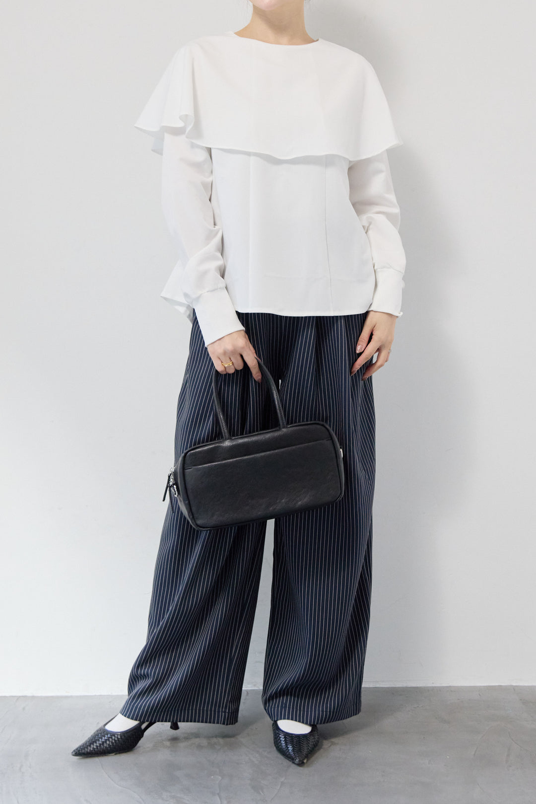 カラーデザインリブ袖トップス