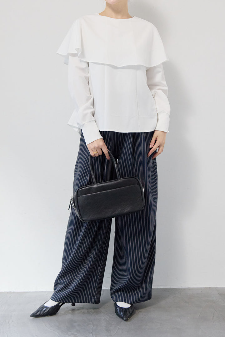 カラーデザインリブ袖トップス