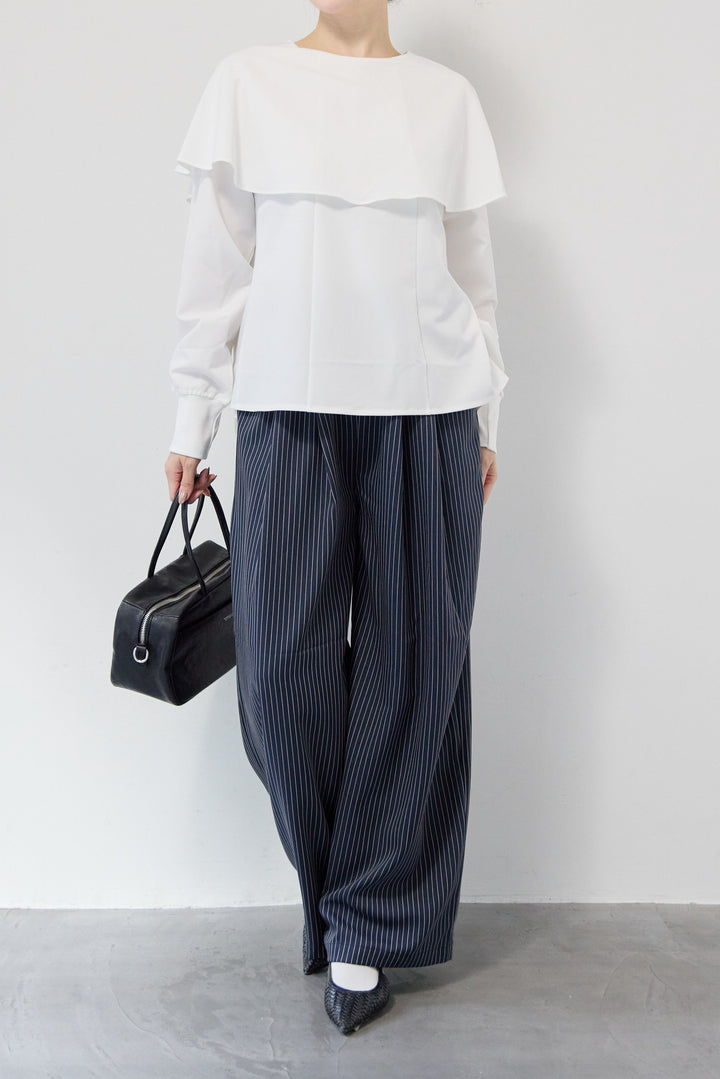 カラーデザインリブ袖トップス