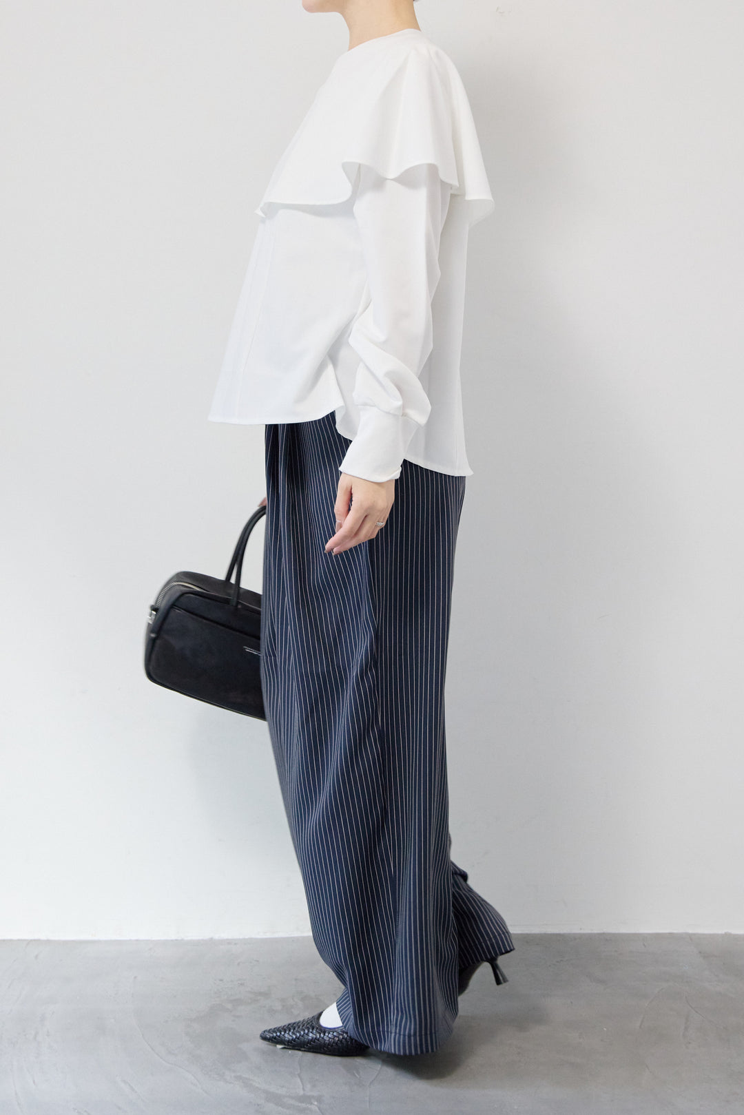 カラーデザインリブ袖トップス