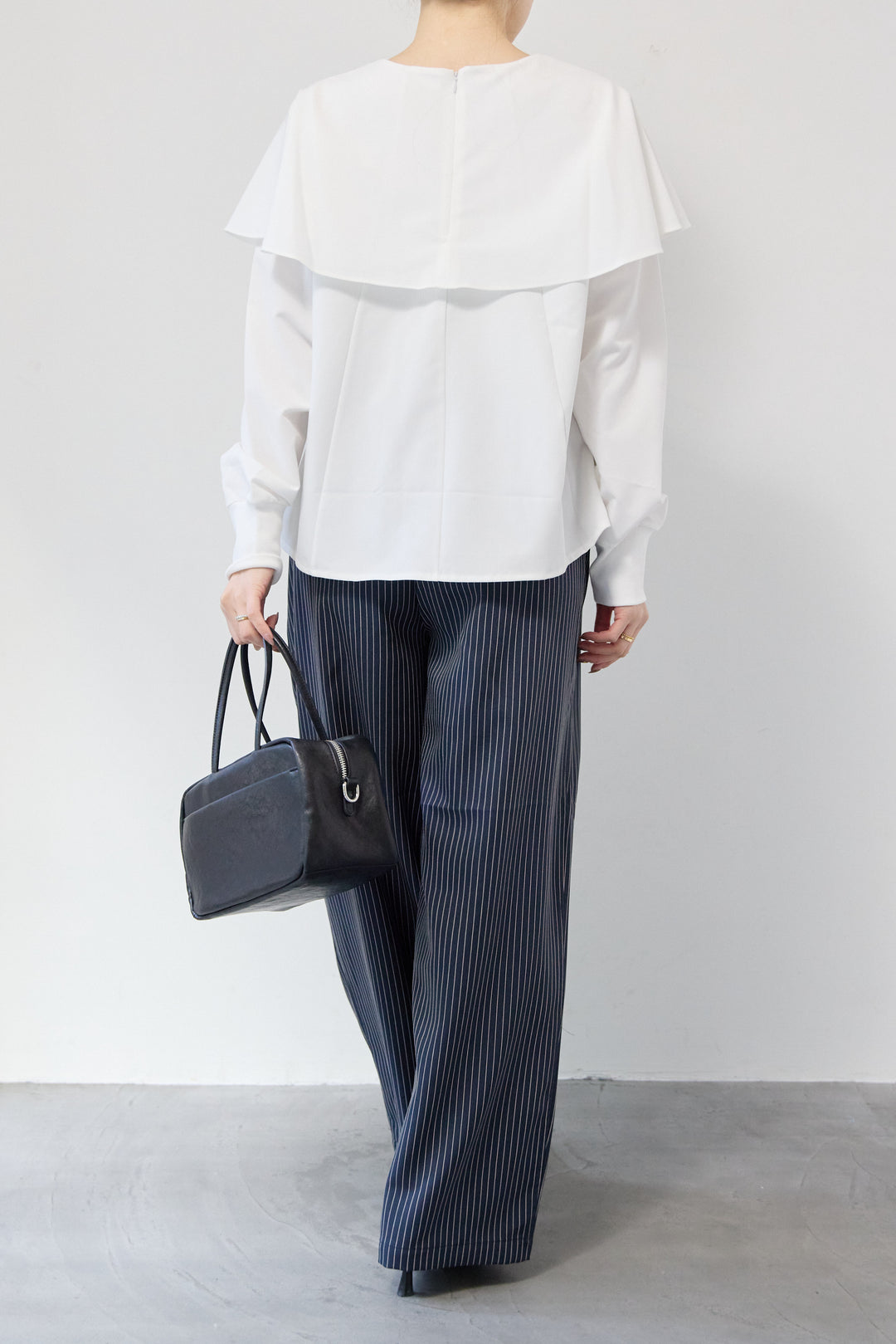 カラーデザインリブ袖トップス