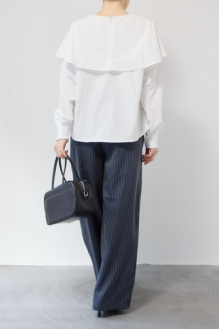 カラーデザインリブ袖トップス