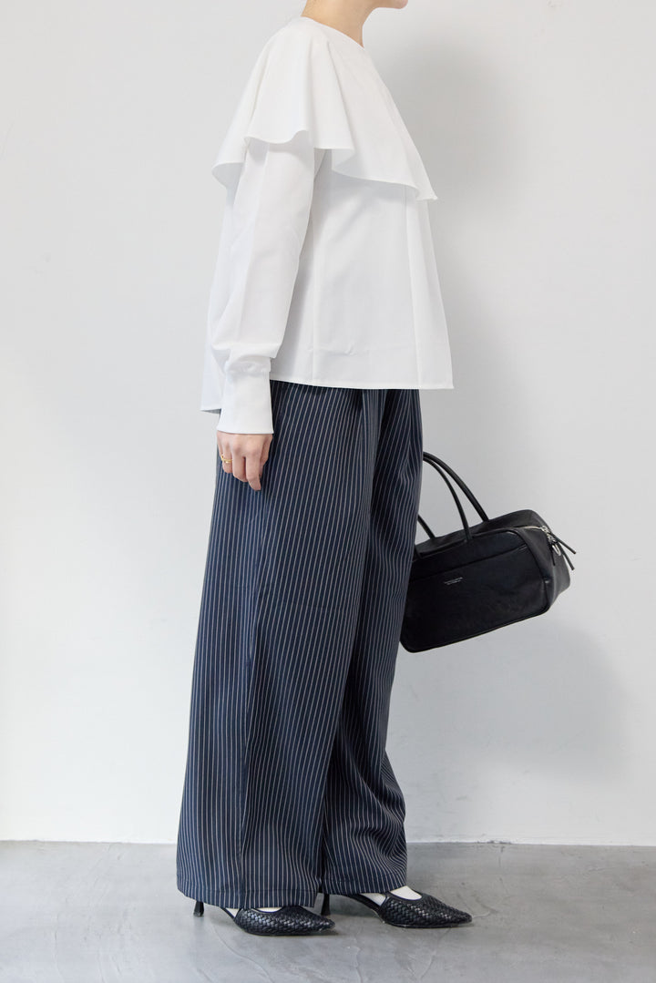 カラーデザインリブ袖トップス