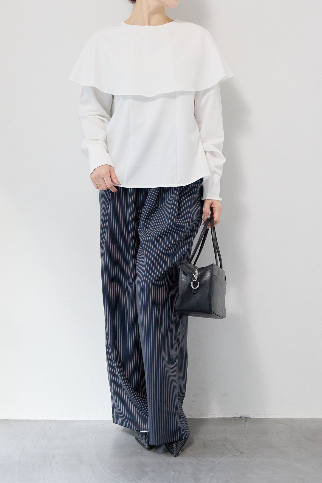 カラーデザインリブ袖トップス