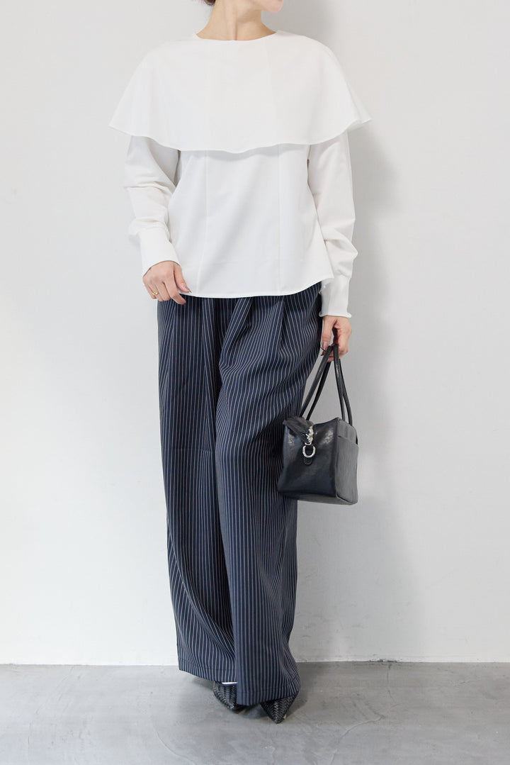 カラーデザインリブ袖トップス