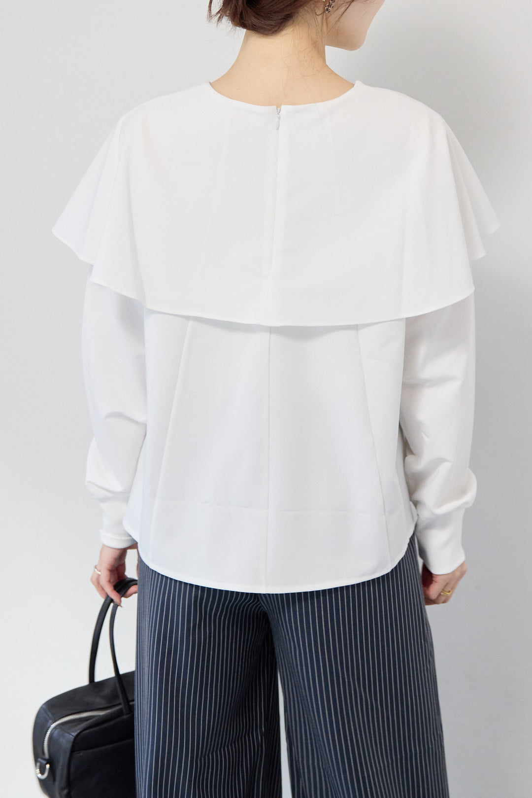 カラーデザインリブ袖トップス