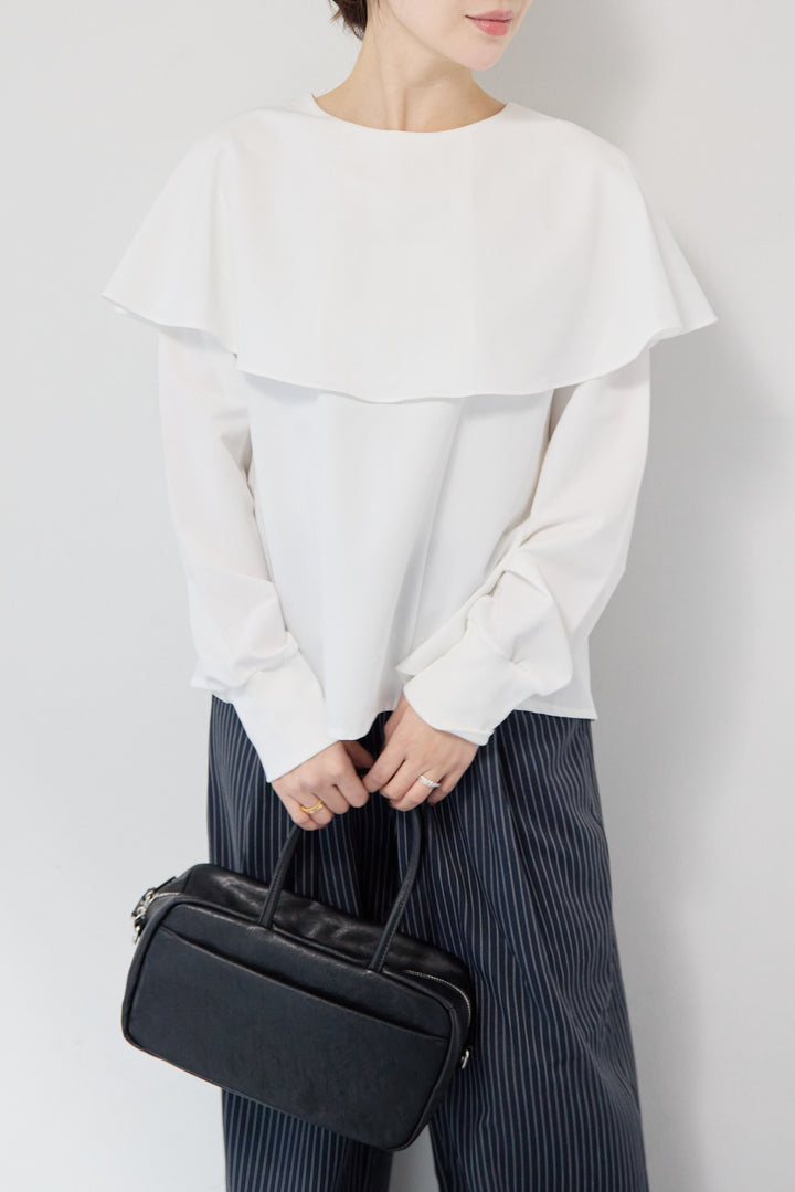 カラーデザインリブ袖トップス