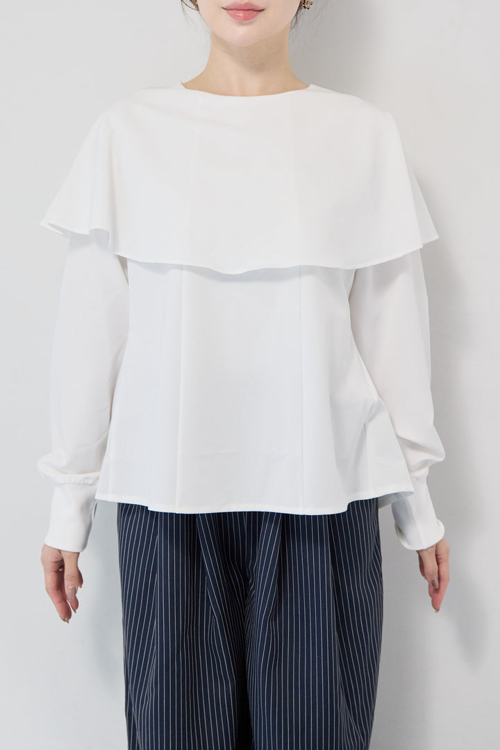 カラーデザインリブ袖トップス