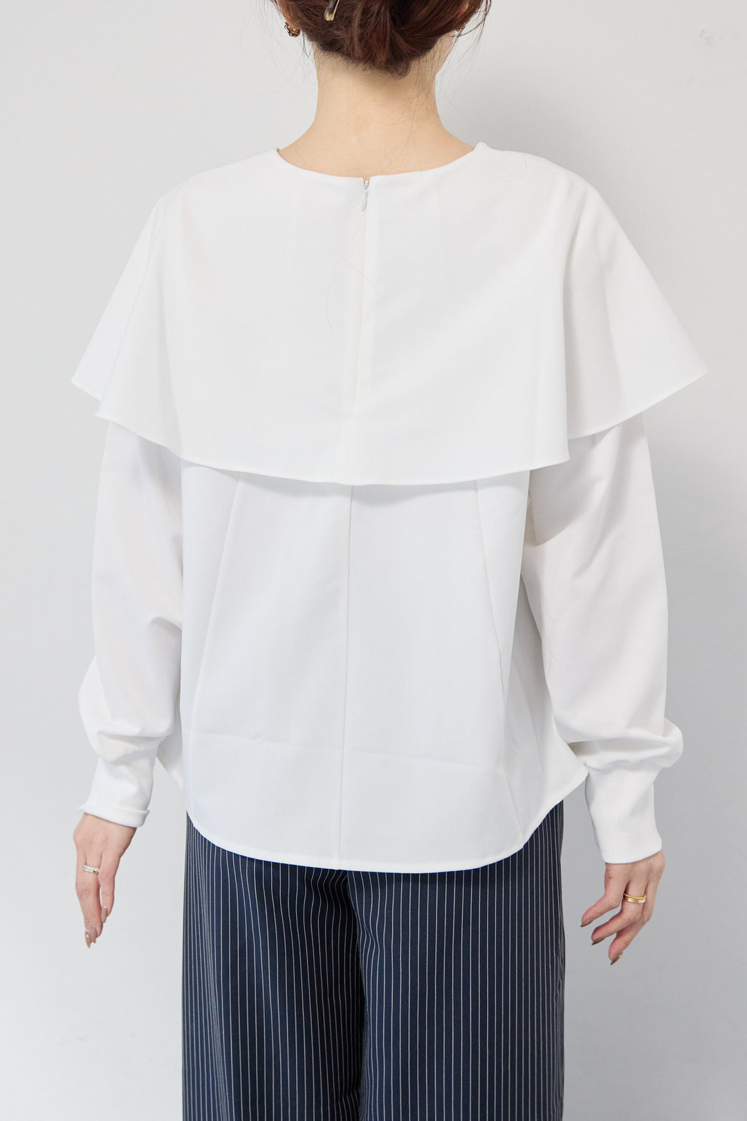 カラーデザインリブ袖トップス