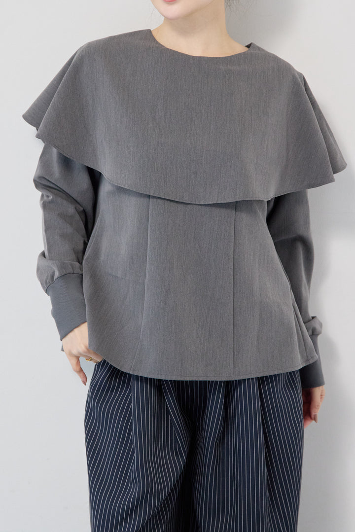 カラーデザインリブ袖トップス