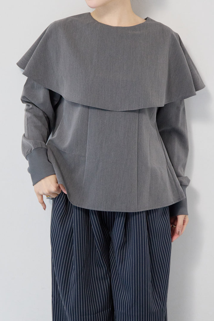 カラーデザインリブ袖トップス