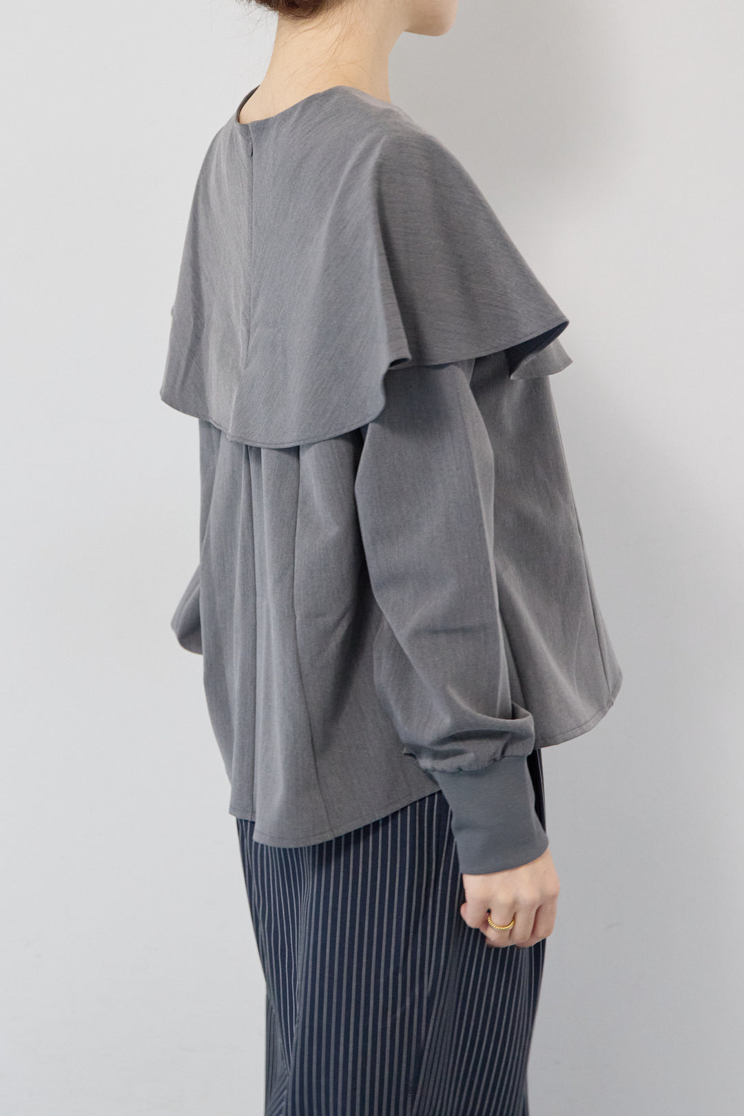 カラーデザインリブ袖トップス