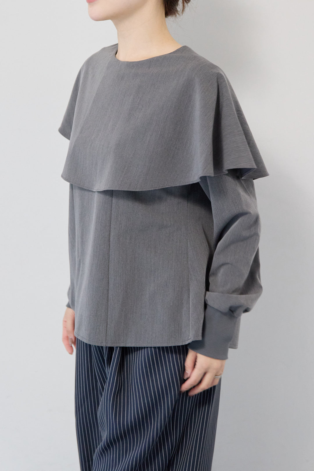 カラーデザインリブ袖トップス