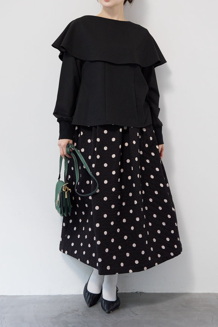 カラーデザインリブ袖トップス