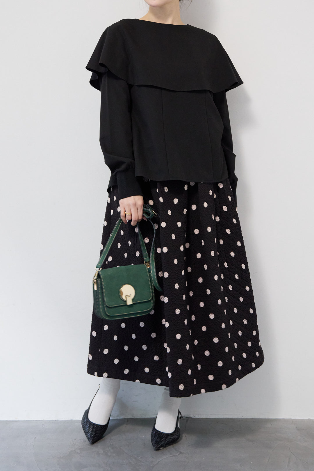 カラーデザインリブ袖トップス