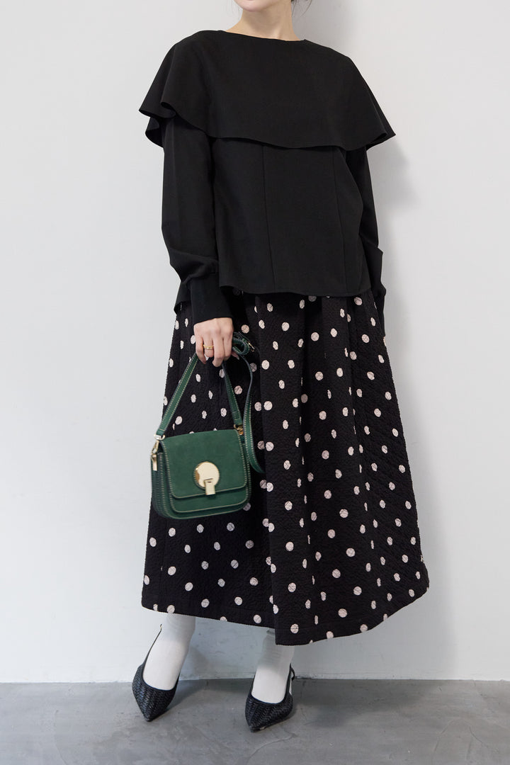 カラーデザインリブ袖トップス