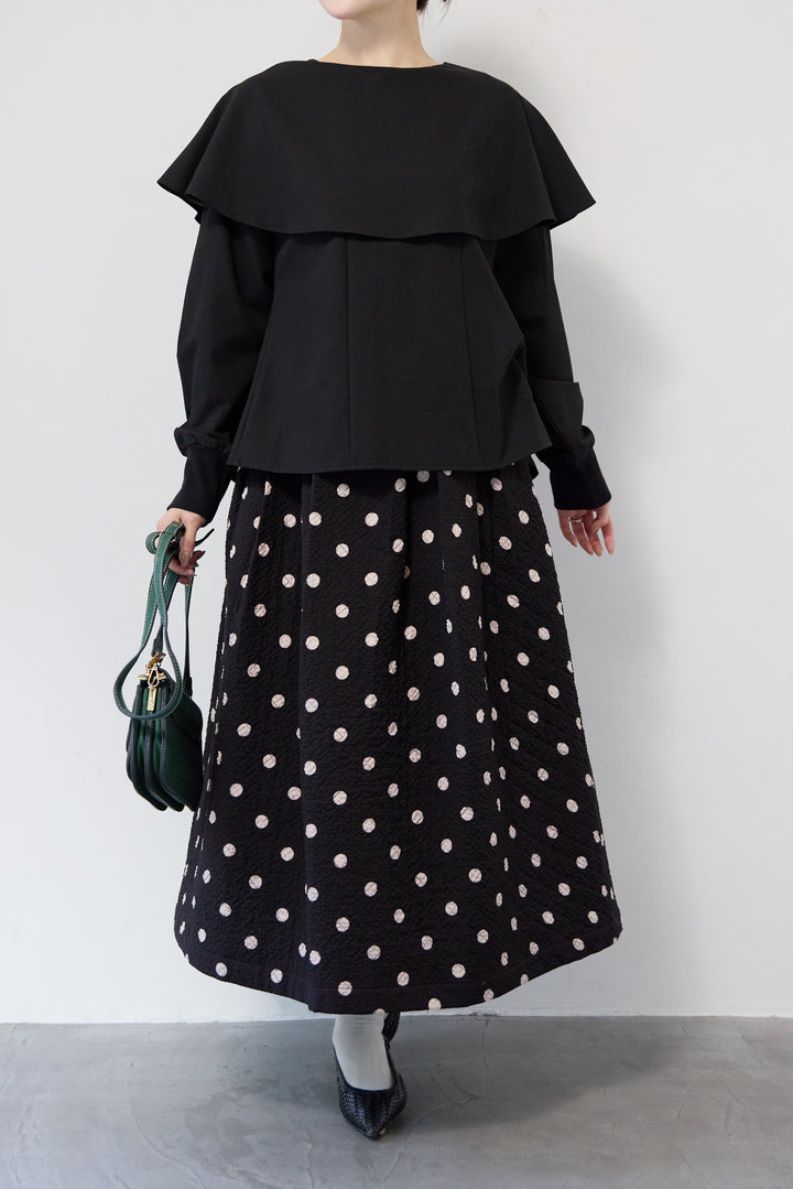 カラーデザインリブ袖トップス