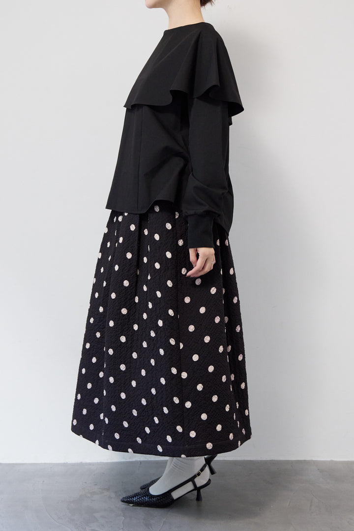 カラーデザインリブ袖トップス