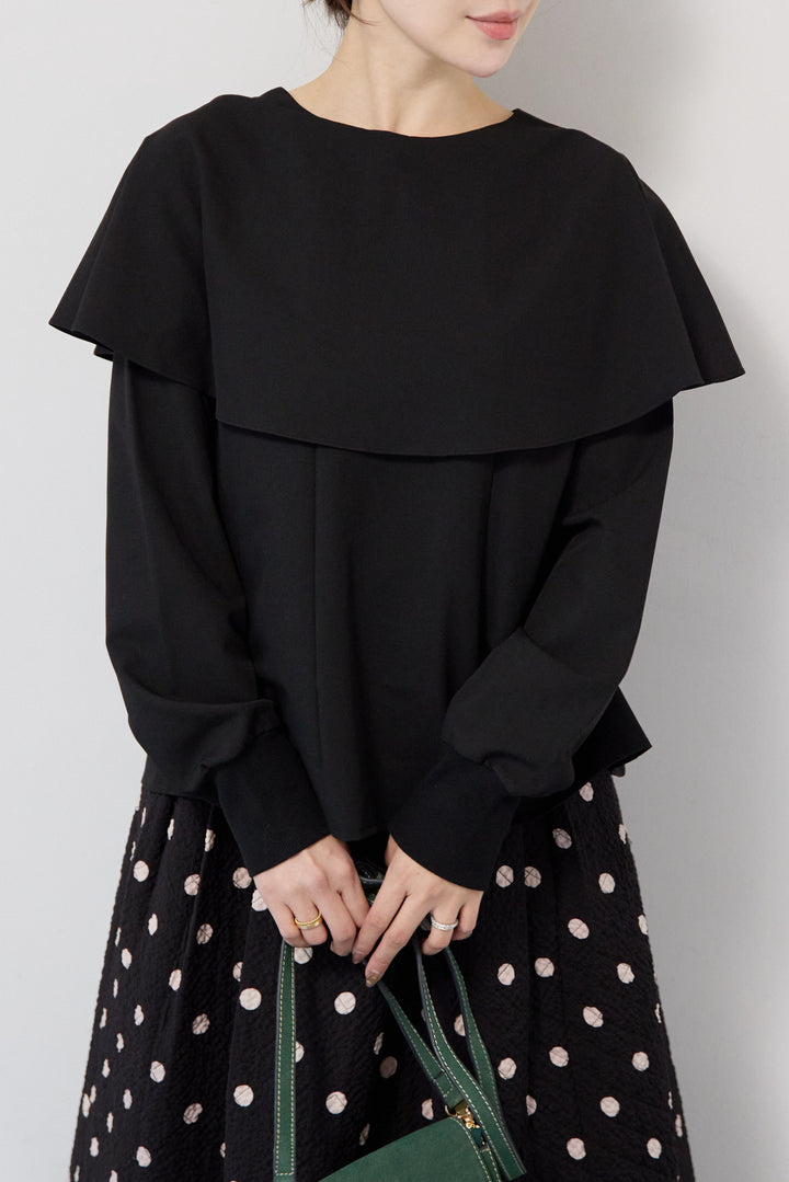 カラーデザインリブ袖トップス