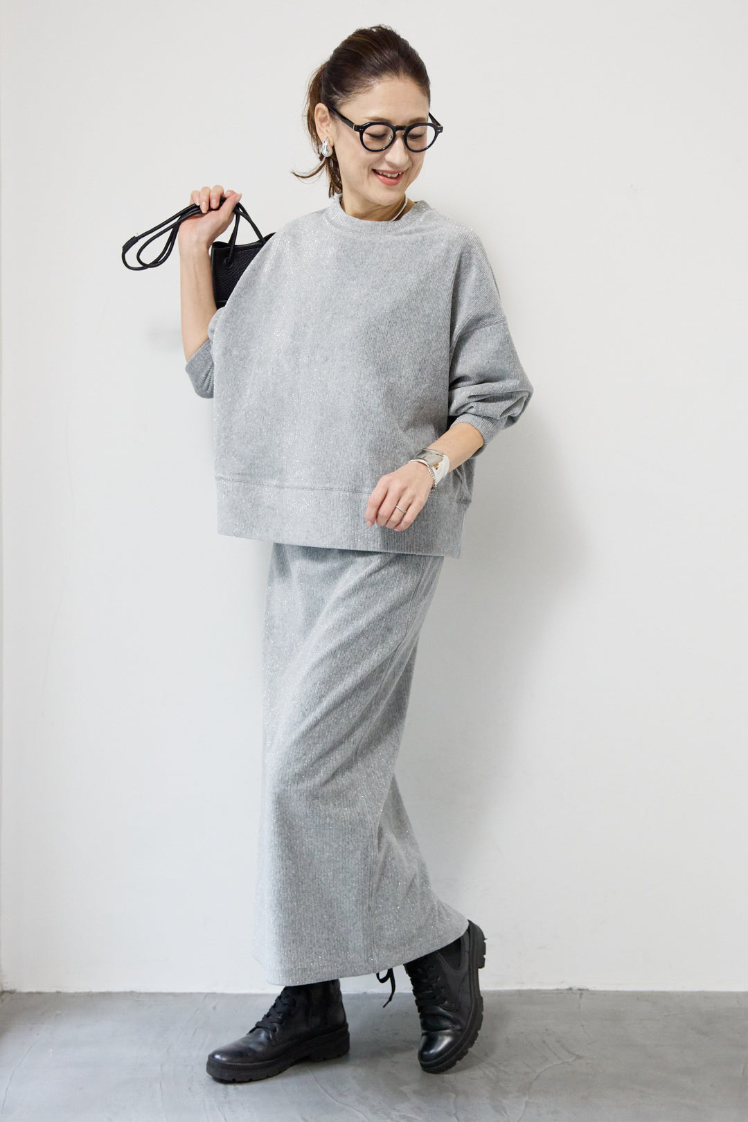 ニットラメコーデュロイスカート