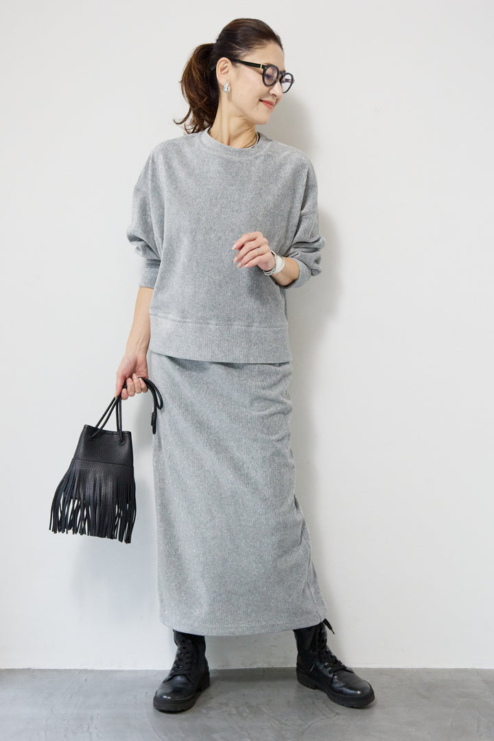 ニットラメコーデュロイスカート