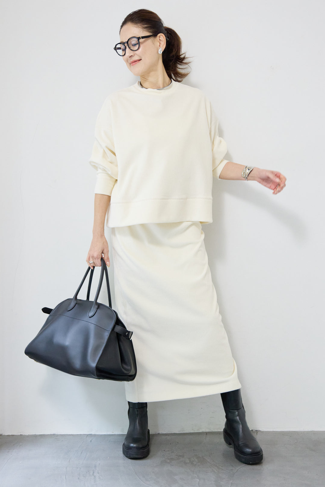 ニットラメコーデュロイスカート