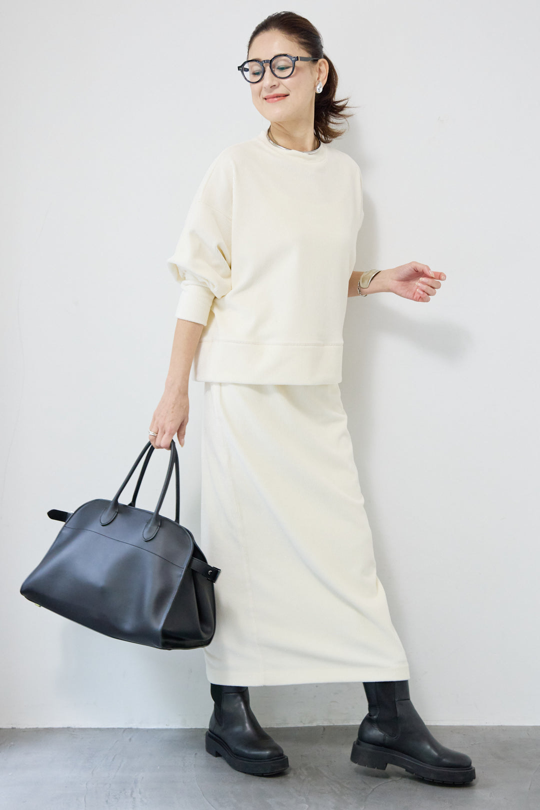 ニットラメコーデュロイスカート