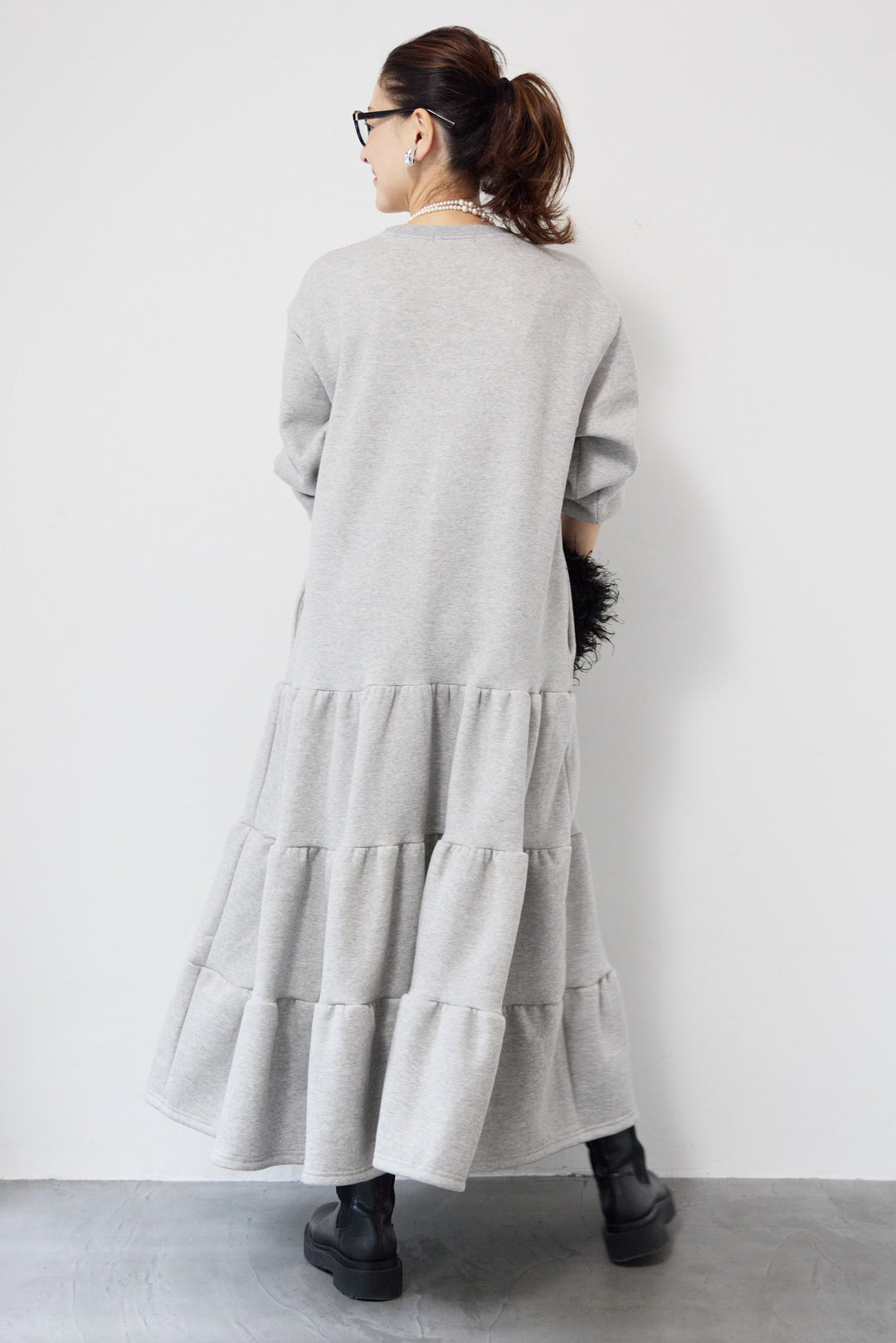 裏起毛ティアードスウェットワンピース
