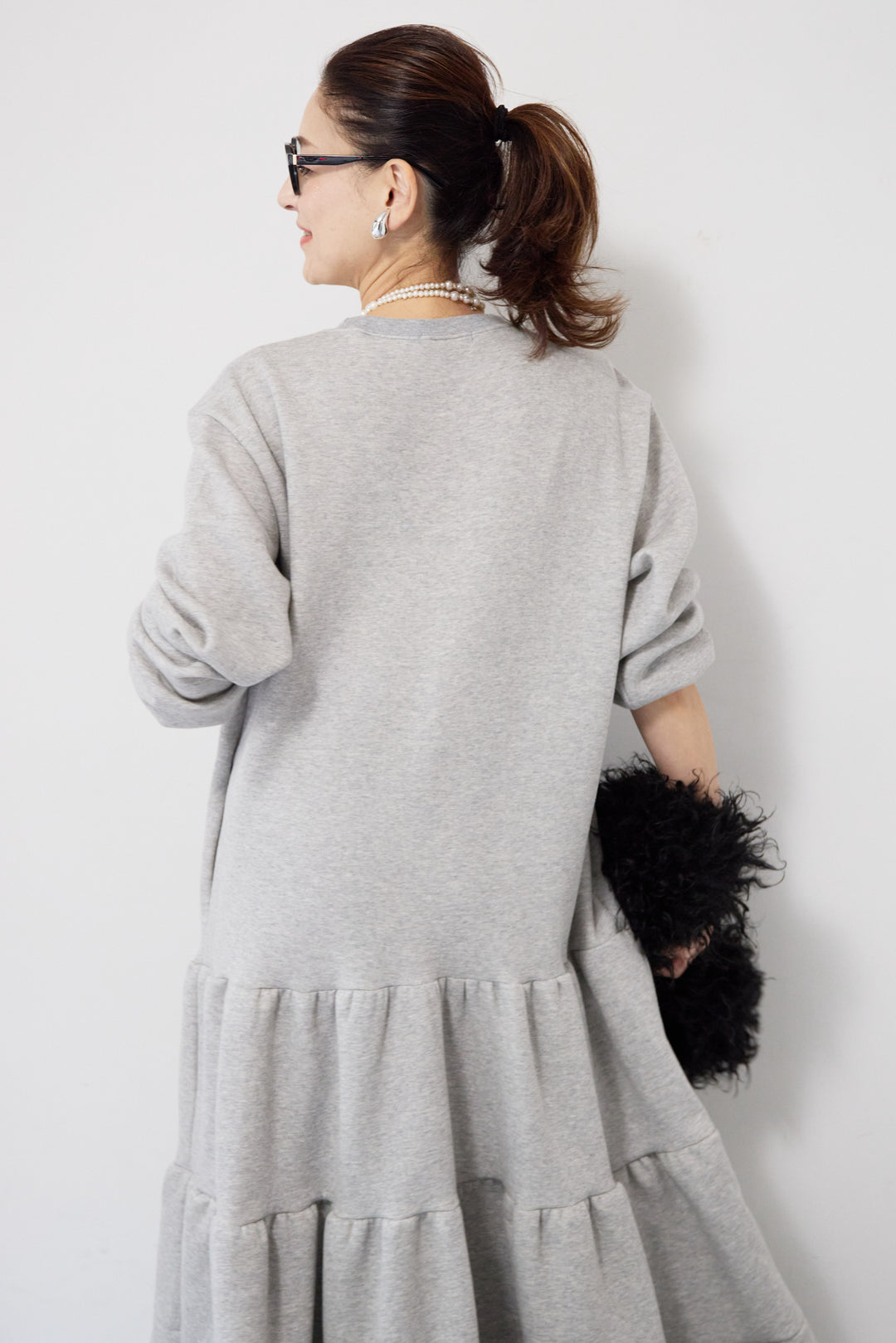 裏起毛ティアードスウェットワンピース