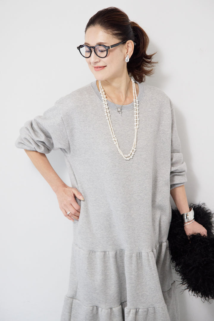 裏起毛ティアードスウェットワンピース