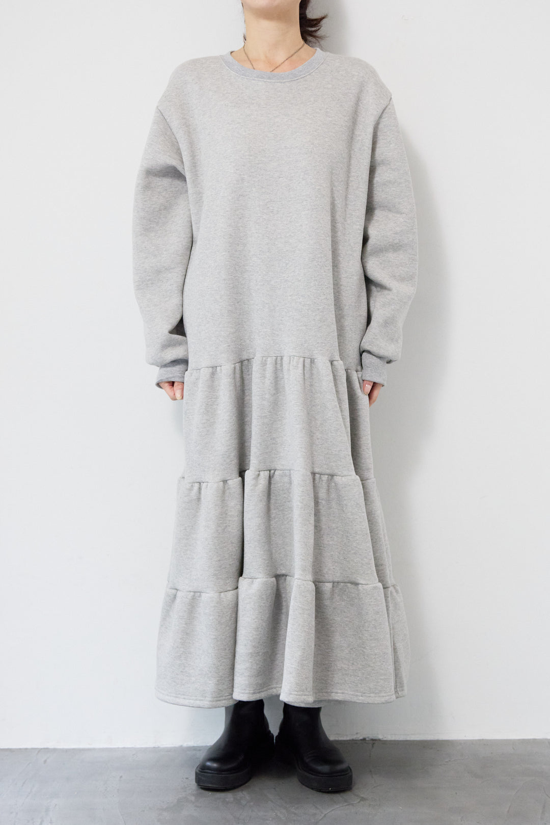 【2SET】裏起毛ティアードスウェットワンピース