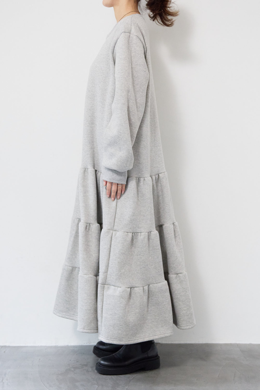 裏起毛ティアードスウェットワンピース