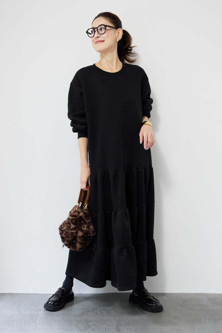 【2SET】裏起毛ティアードスウェットワンピース