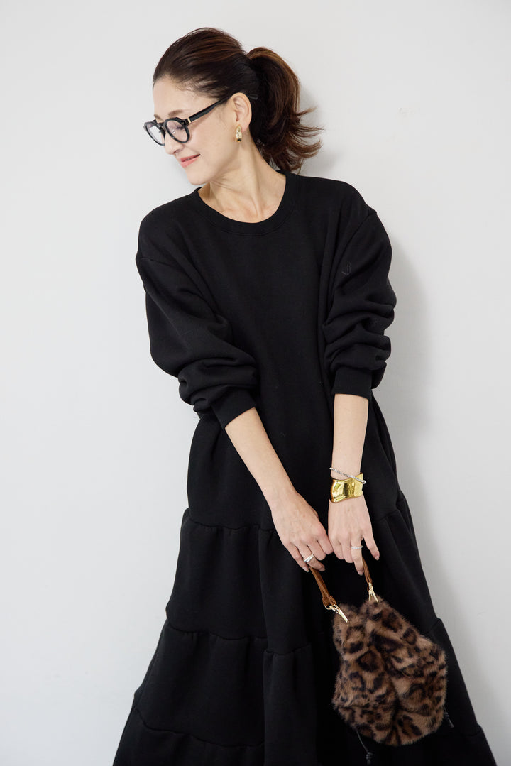 裏起毛ティアードスウェットワンピース