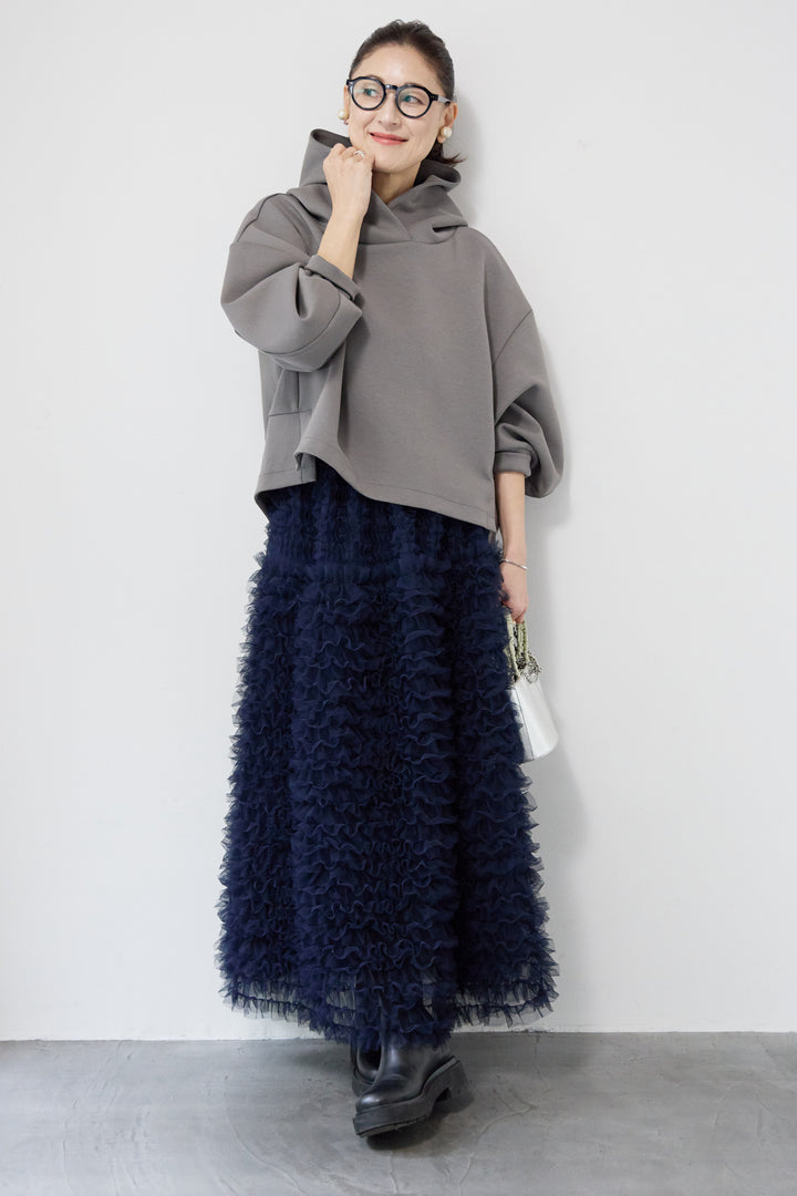 ワイドクロップドパーカー