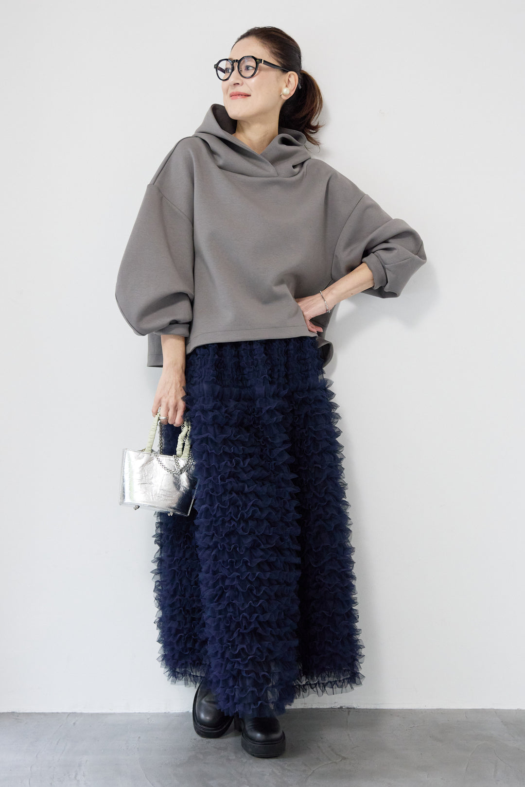 ワイドクロップドパーカー