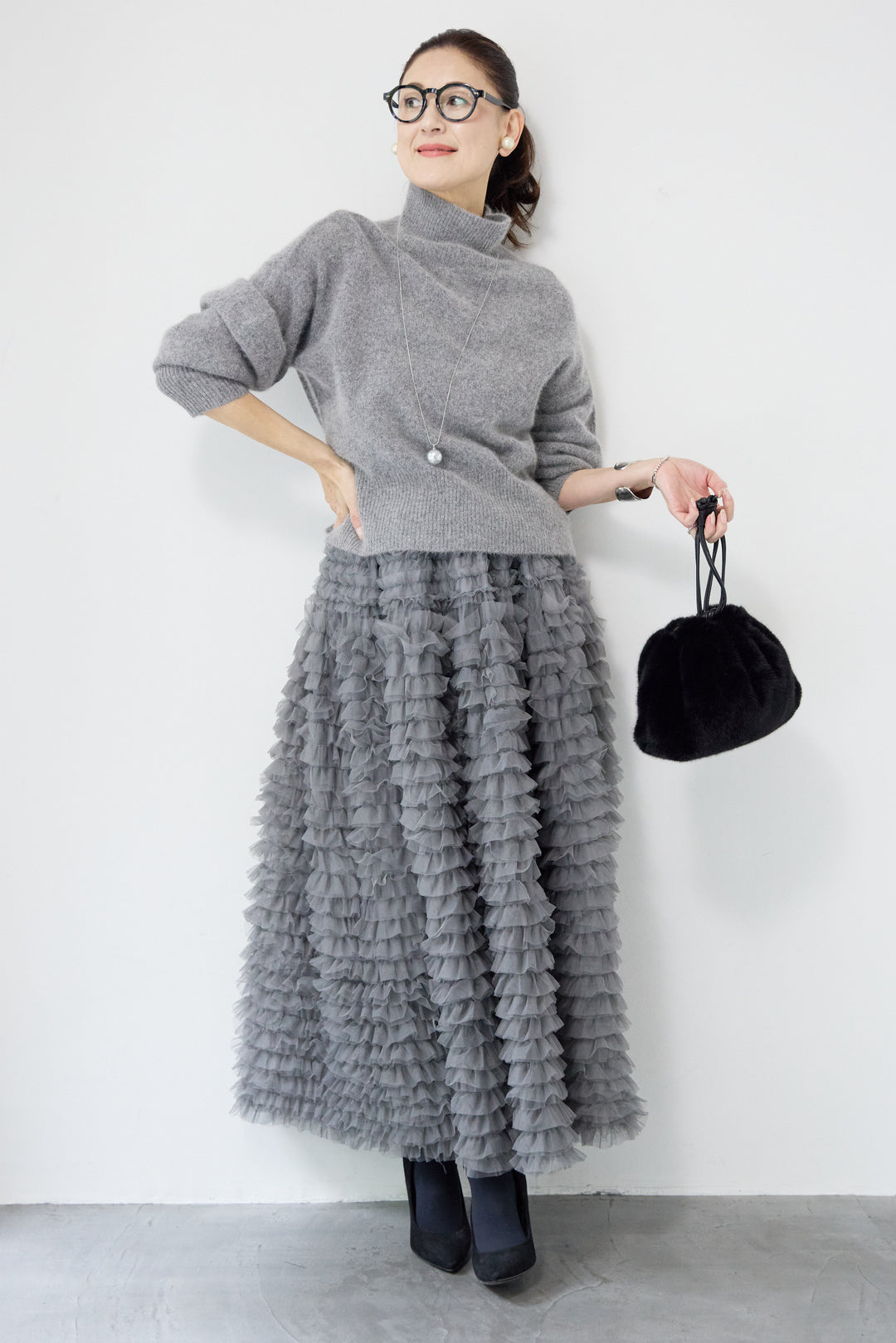 FOX混ボリュームスリーブニット