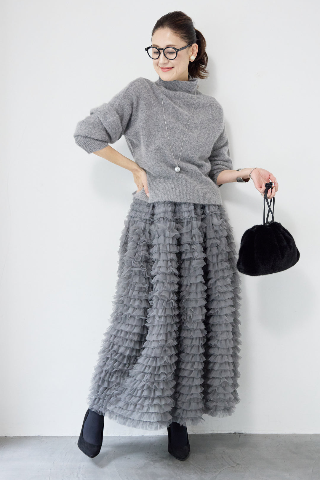 FOX混ボリュームスリーブニット